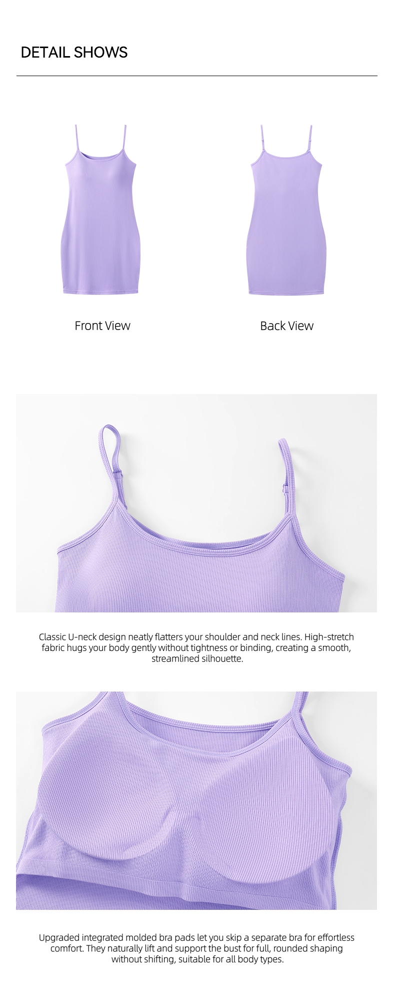 Spaghetti Strap Bodycon Mini Dress Bra-in detail 2