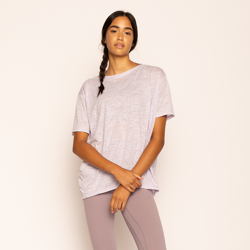 Loose Short Sleeves Burnout T-shirt
