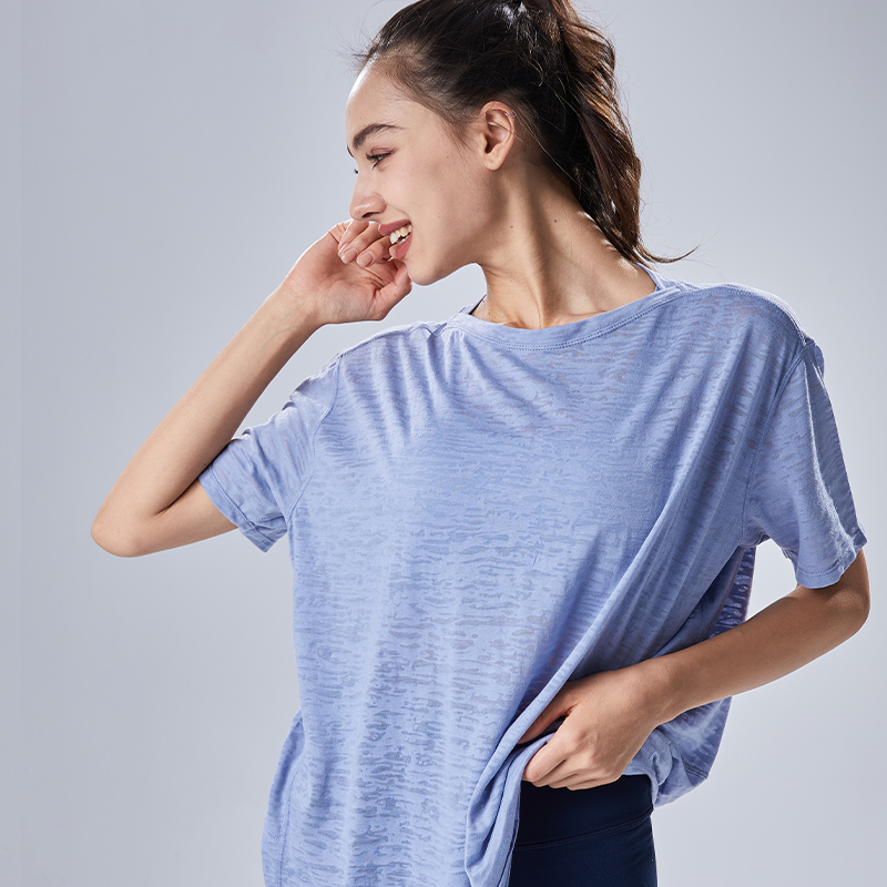 Loose Short Sleeves Burnout T-shirt
