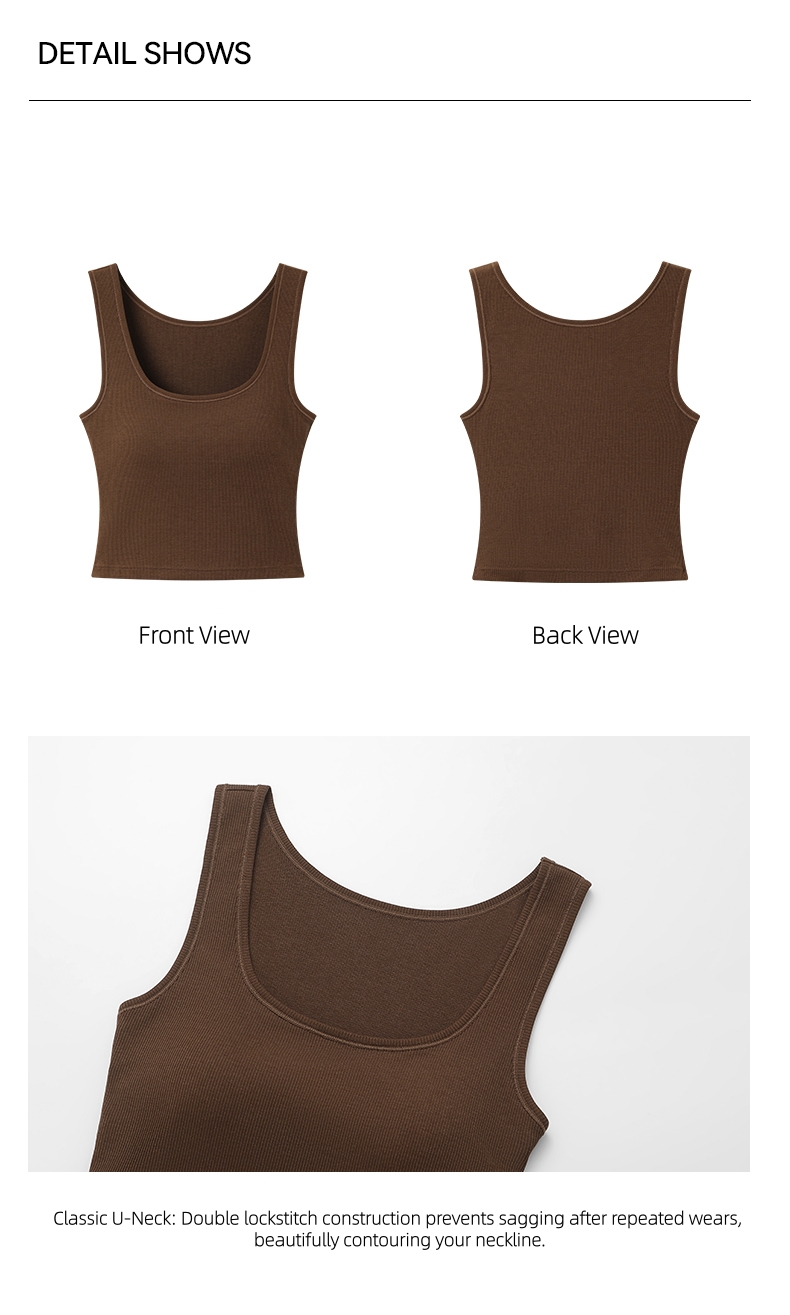U Neck Built-in Bra Tank detail 2